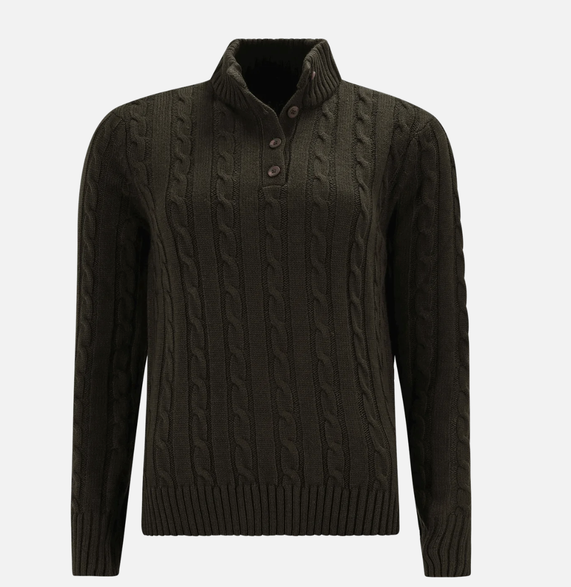 LADIES CABLE KNIT BUTTON UP