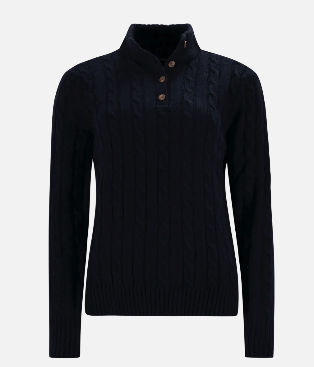 LADIES CABLE KNIT BUTTON UP