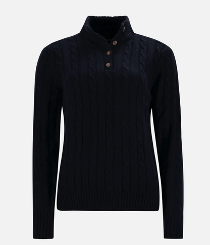 LADIES CABLE KNIT BUTTON UP