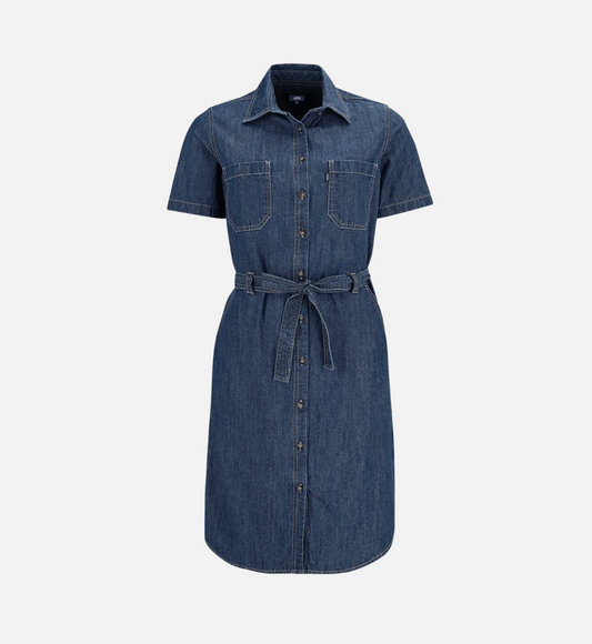 WOMEN'S BELTED WORK DENIM DRESS